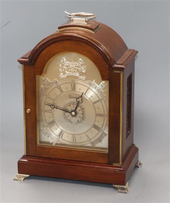 A Garrard & Co. Silver Jubilee mantel clock, with silver mounts